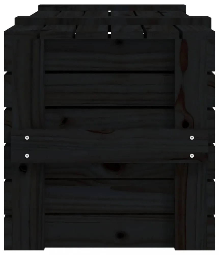 fekete tömör fenyőfa tárolóláda 91 x 40,5 x 42 cm