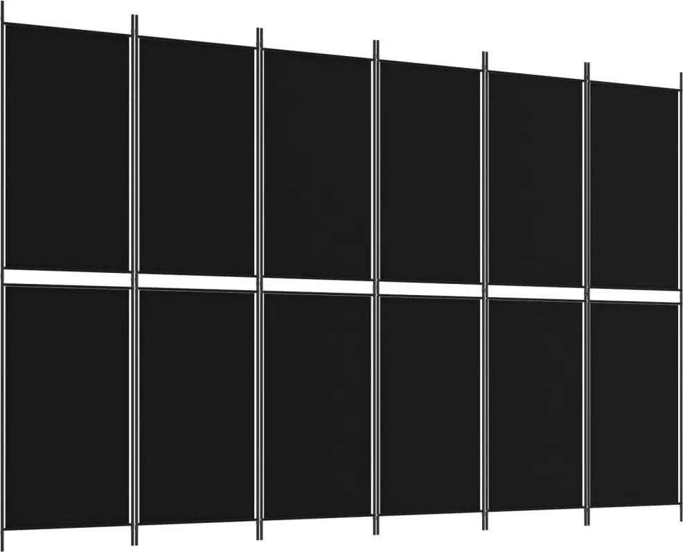 vidaXL 6 paneles fekete szövet térelválasztó 300x200 cm