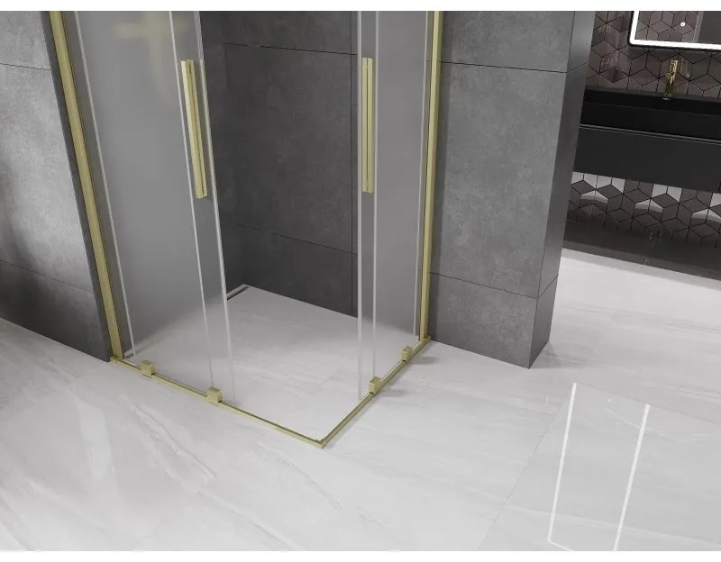 Mexen Velar Duo, zuhanykabin tolóajtóval 90 x 80 cm, 8 mm-es matt üveg, arany matt, 871-090-080-32-55