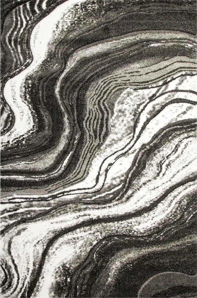 Modern Szőnyeg Márvány Beton Szürke Fekete Nappaliba Amelia 140x190 cm