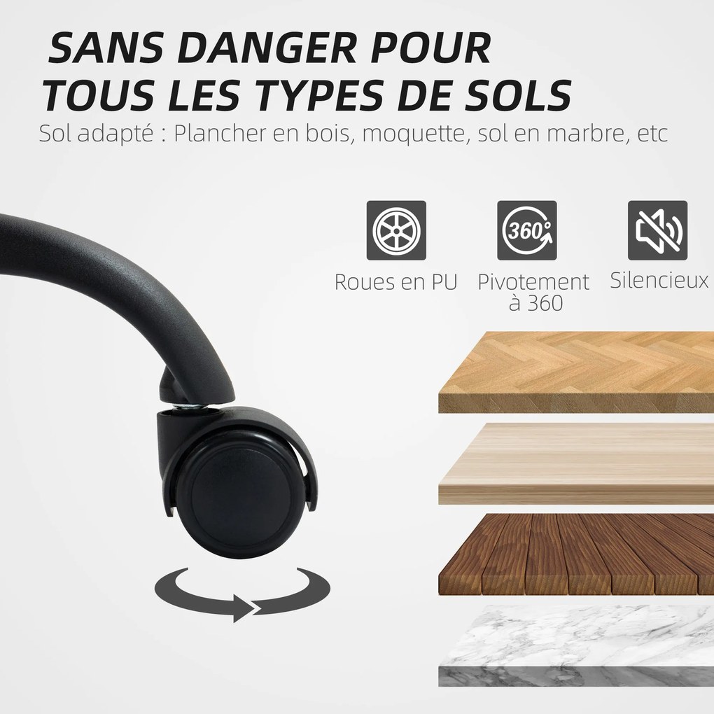 HOMCOM Ergonomikus Irodai Szék Állítható Magassággal, Ringató Funkcióval, Forgó Kerekekkel, 60 x 68 x 95.5-105 cm, Fekete | Aosom