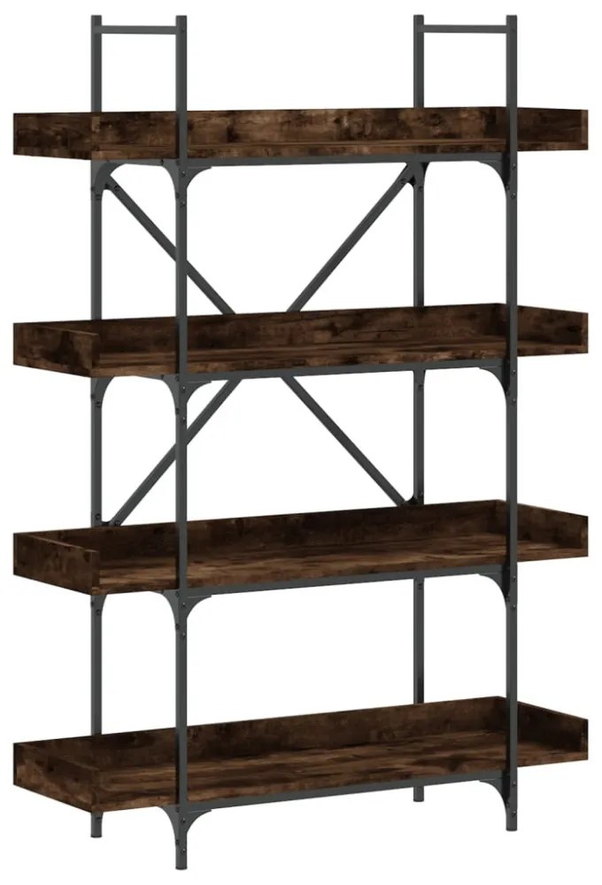 4 szintes füstös tölgy szerelt fa könyvespolc 100x33x145,5 cm