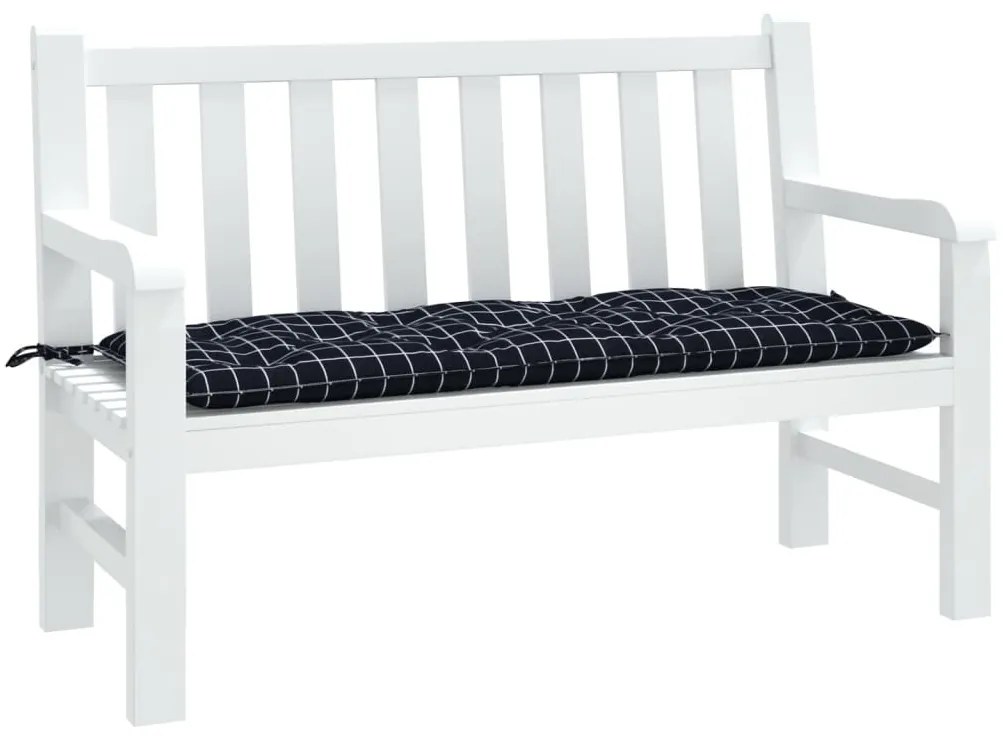 fekete kockás szövet kerti padpárna 120 x 50 x 7 cm