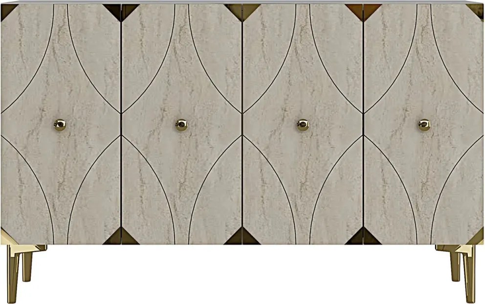 Alfa 120 - White, Travertine, Gold