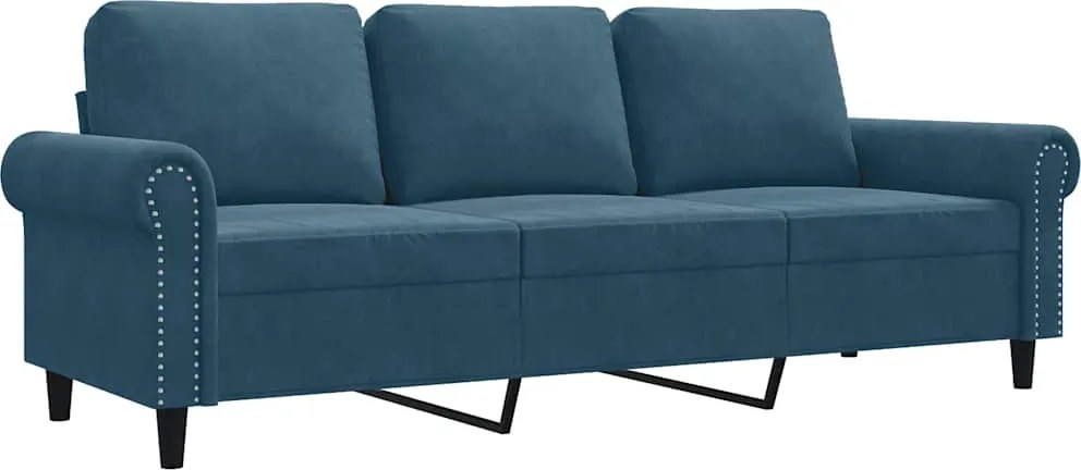 vidaXL 3 személyes kék bársony kanapé 180 cm