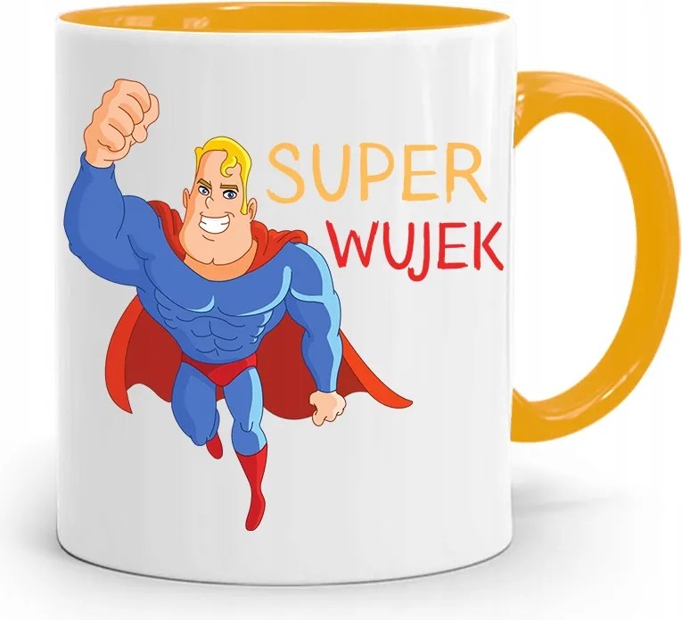 Sárga Bögre Ajándék Szuper Bácsi Nyomtatott Fotóval