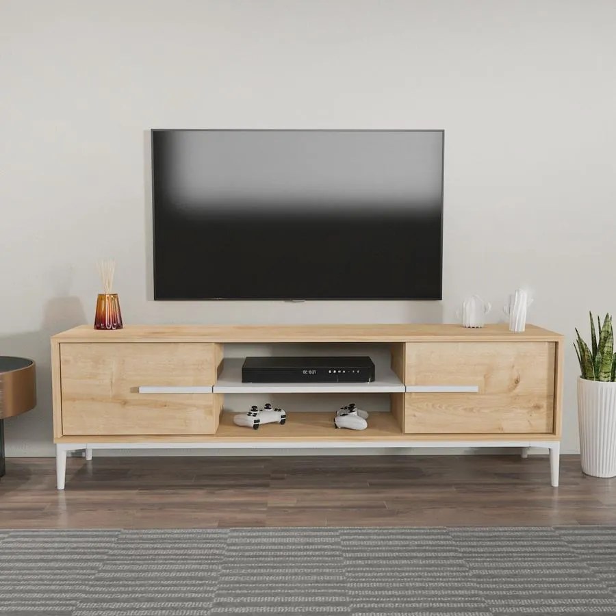 TV szekrény Eslem - Oak, White