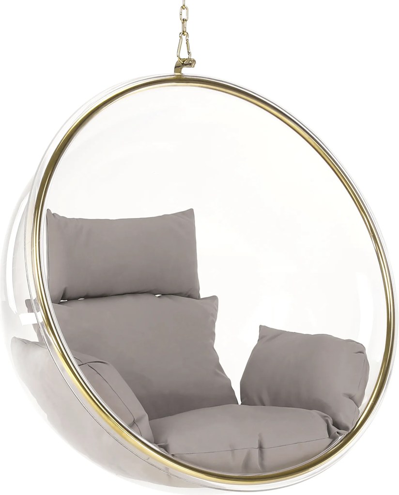 Függő fotel, átlátszó/arany/szürke, BUBBLE NEW TYP 1