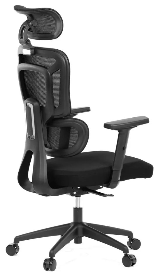 Scaun Modern De Birou Negru Cu Spătar Ergonomic Textil Aerisit Și Cotieră