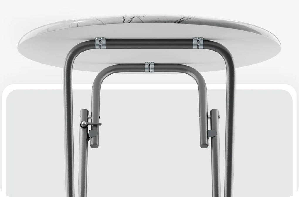 Casaria® Összecsukható bárasztal Ø60 cm - fehér/márvány hatás
