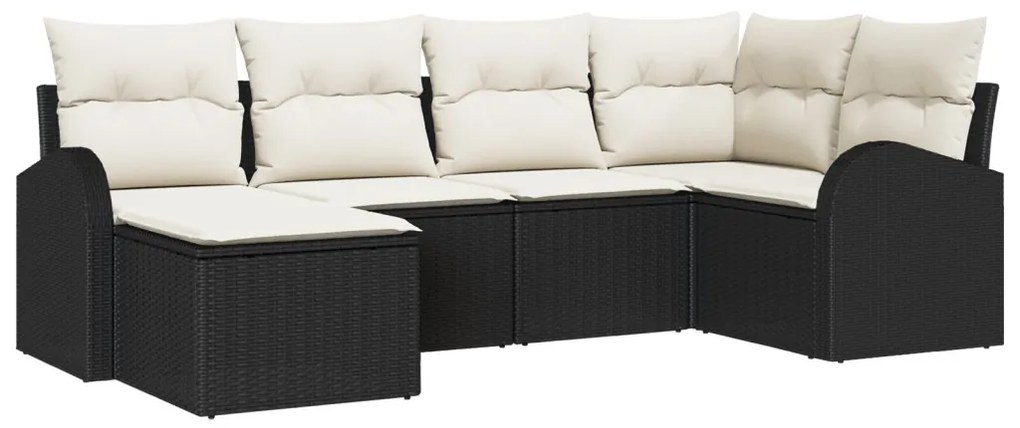 Kerti Kanapé Szett párnával Fekete Poli rattan