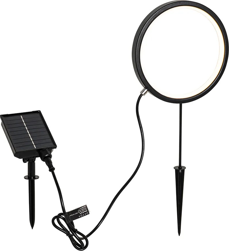 Tüskés lámpa fekete 50 cm, újratölthető és napelemes LED-del, IP65 - Adalind