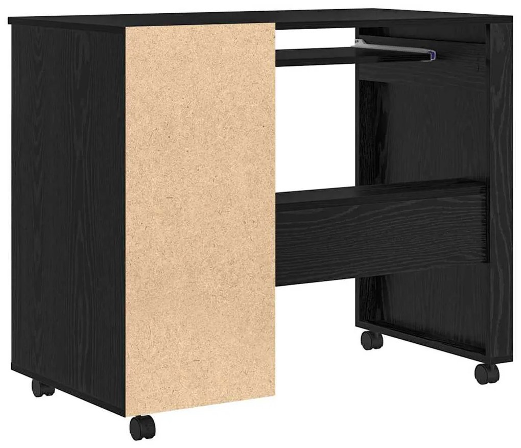 Asztal Kerekekkel fiókkal Fekete tölgy 91 x 50 x 77 cm Faanyag