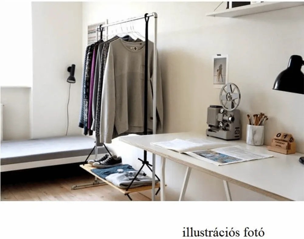 Görgős ruhaálvány, rozsdamentes fém/fekte műanyag, DOLFO NEW