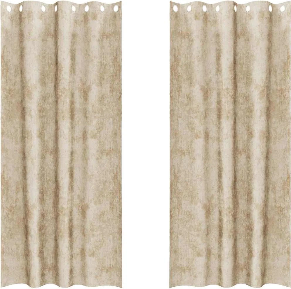 vidaXL Bársonyfüggönyök függönyökkel 2 pcs Krém 245 x 140 cm Bársony