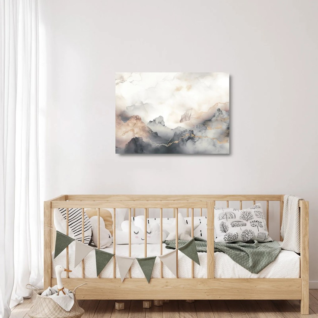 Üveg kép - Hegyi absztrakció márvány textúrával (70x50 cm)