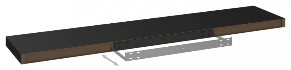 fekete MDF lebegő fali polc 120 x 23,5 x 3,8 cm