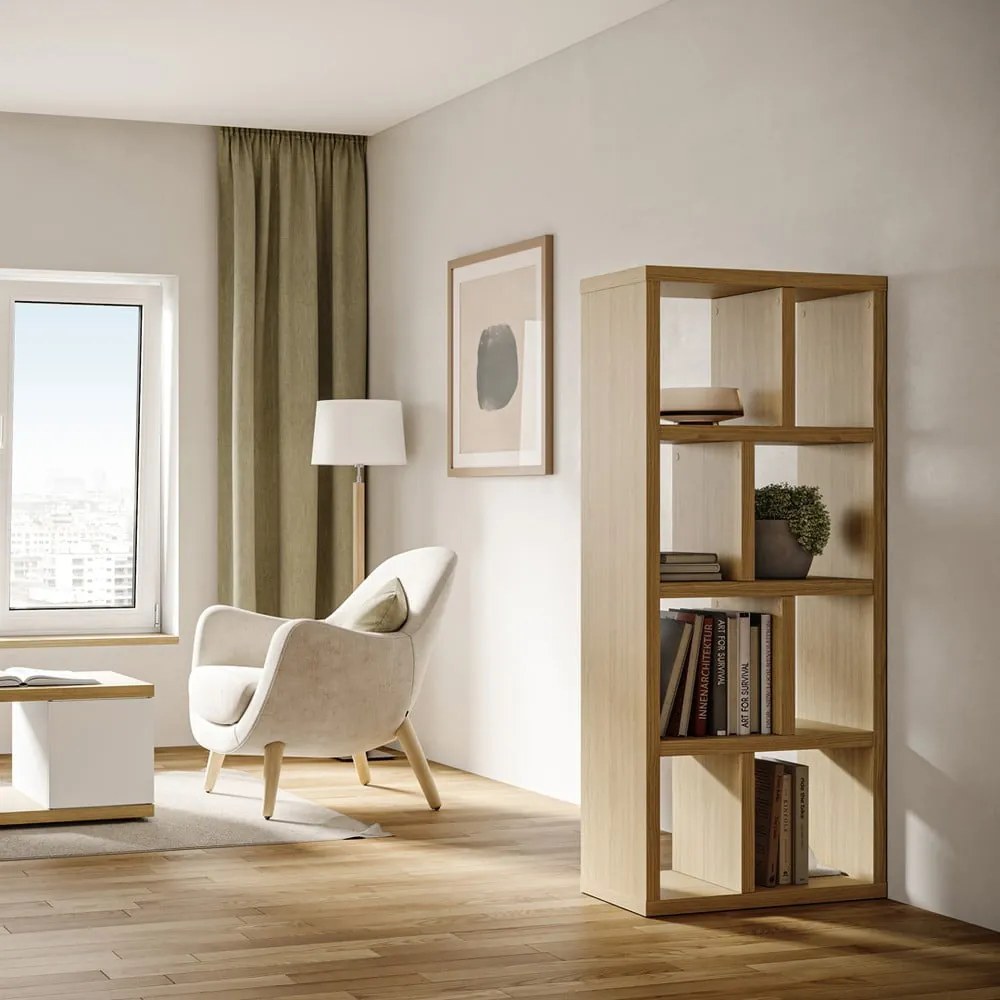 Natúr színű könyvespolc tölgyfa dekorral 70x159 cm Berlin – TemaHome