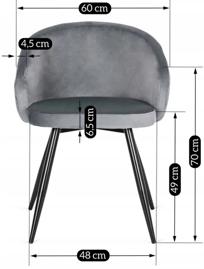 Étkezőgarnitúra 4 db. Székkel. Bővíthető asztal HARRY 102-142 cm + 4 db. Szürke bársony étkezőszék. ADELE