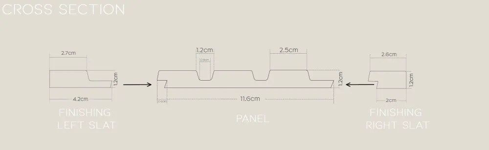 LAMELIO OLMO Fekete lamella falpanel 270 × 12,2 cm