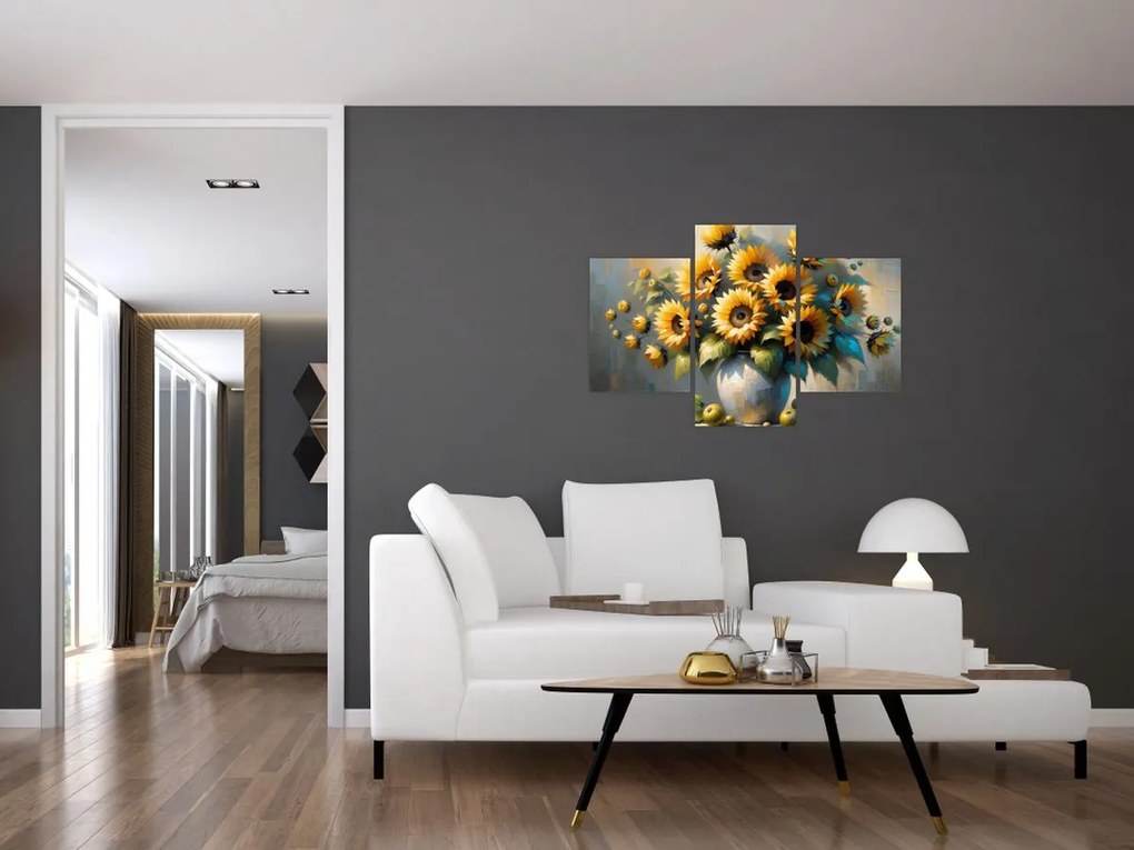Kép – Napraforgós váza (90x60 cm)
