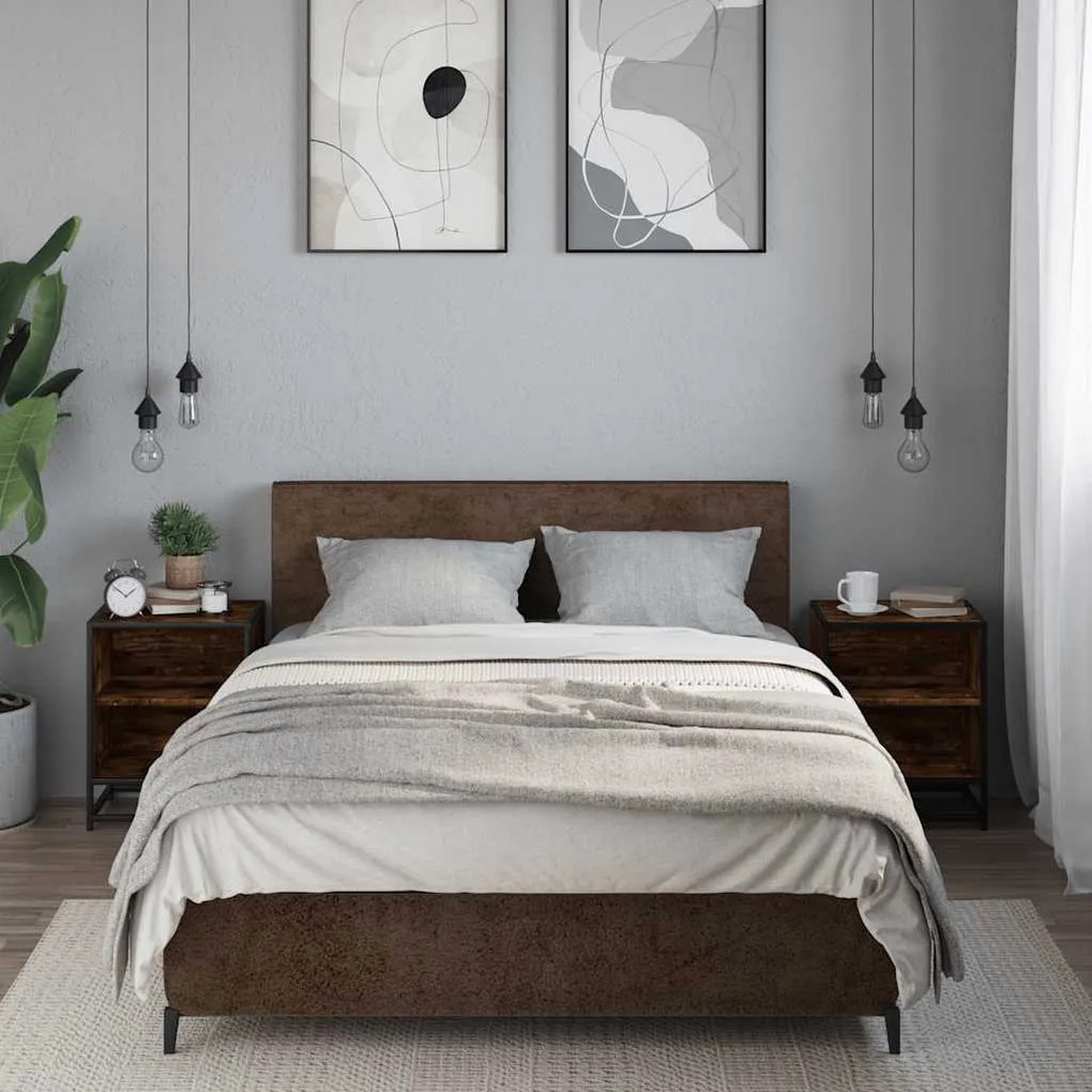 éjjeliszekrények 2 db füstölt tölgy 40x31x50 cm Gépi fa és fém