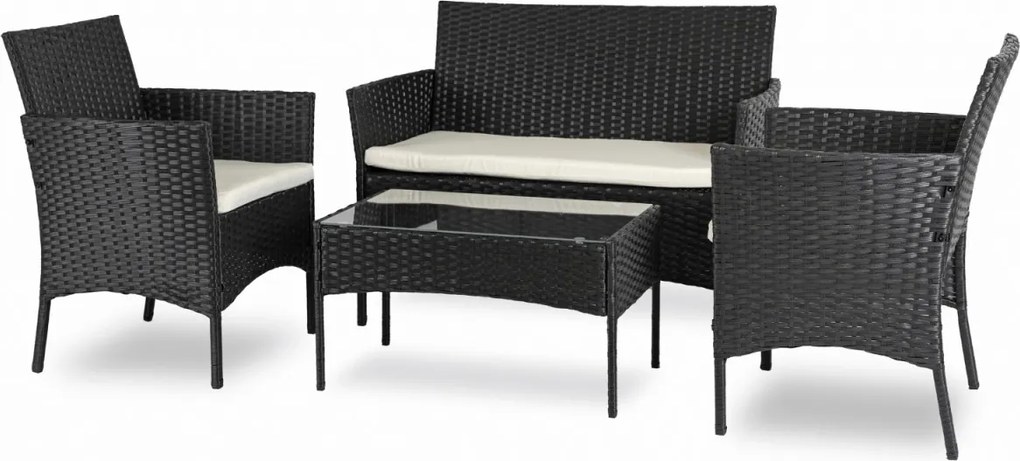 MISSISIPI kerti bútor szett fekete/bézs