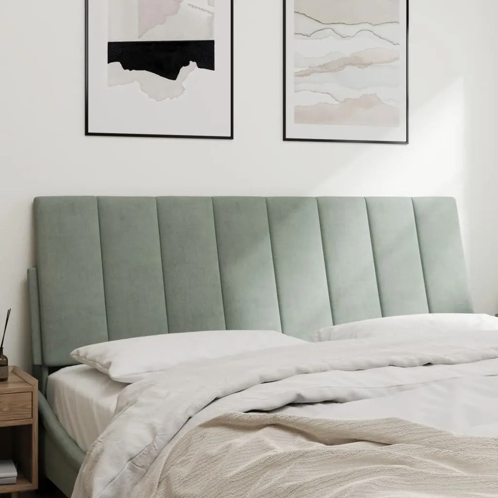 világosszürke bársony fejtámla párna 120 cm