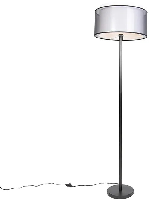 Design állólámpa fekete fekete-fehér árnyékolóval 47 cm - Simplo