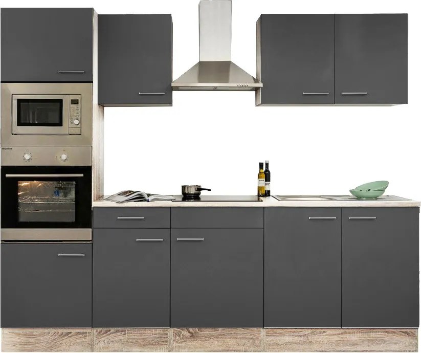 Yorki 270 konyhabútor sonoma tölgy korpusszal, selyemfényű antracit fronttal