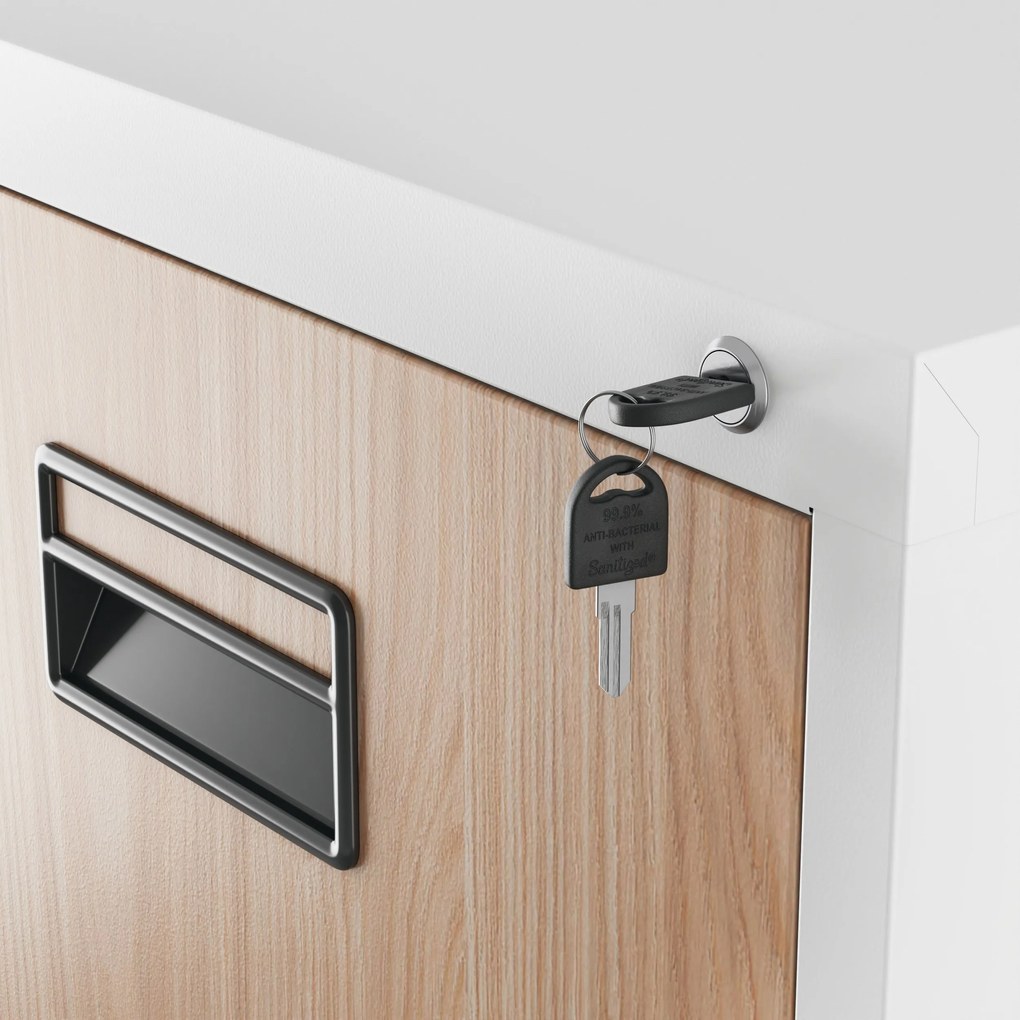 Fém irattartó szekrény, 5 fiókos SARA V5, 460 x 1625.5 x 620 mm, Eco Design: fehér/ sonoma tölgy