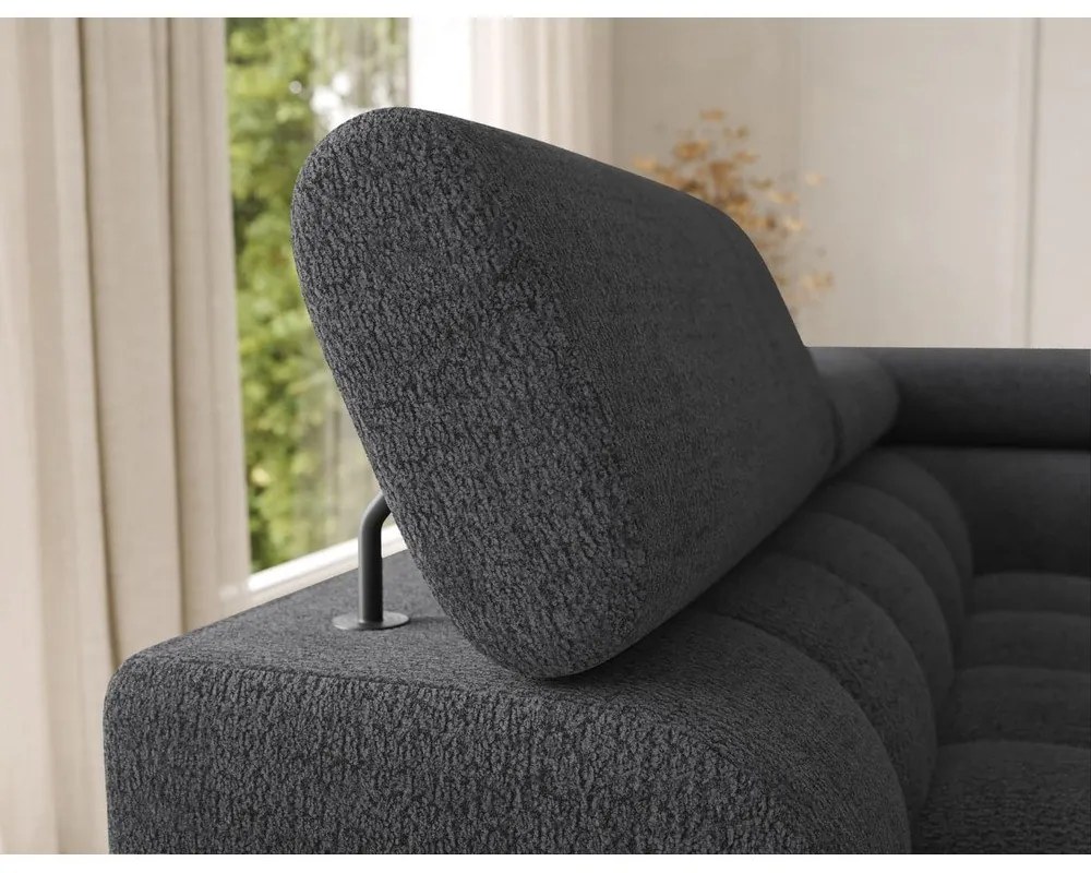 Sötétszürke buklé kinyitható sarokkanapé (bal oldali-U alakú) Feraria – ELTAP