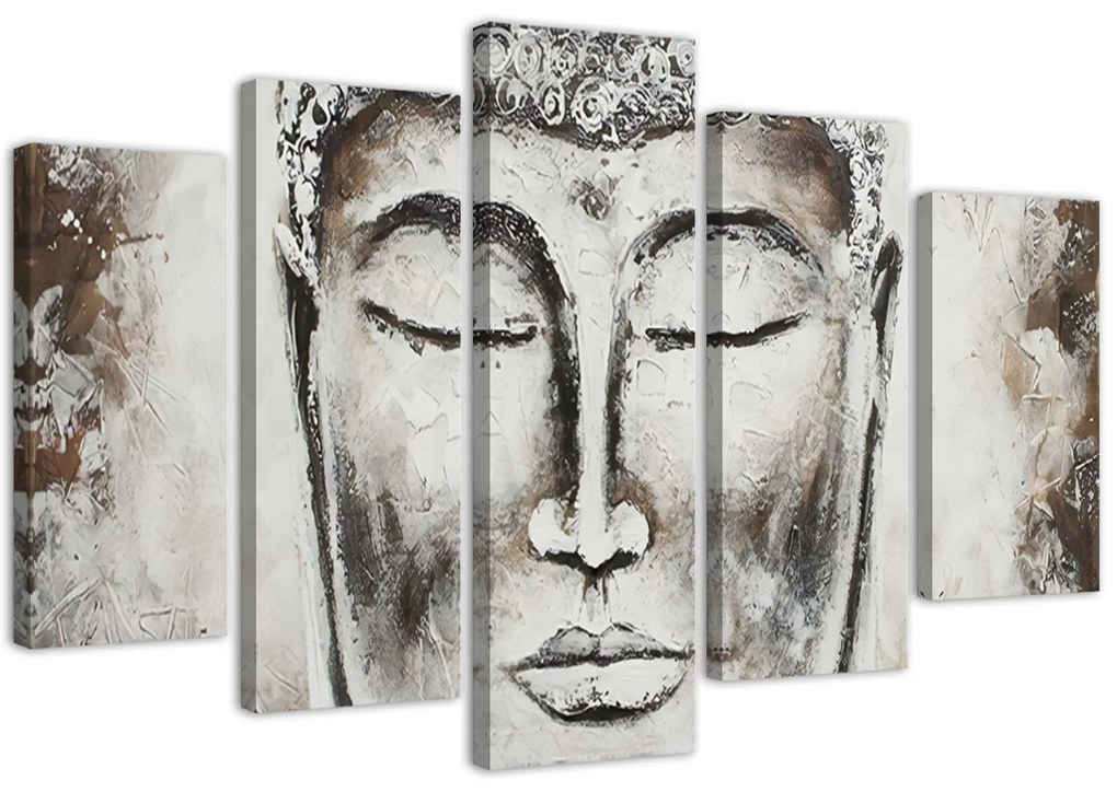 Gario Vászonkép Buddha arcképe, Buddha portréja - 5 részes Méret: 100 x 70 cm