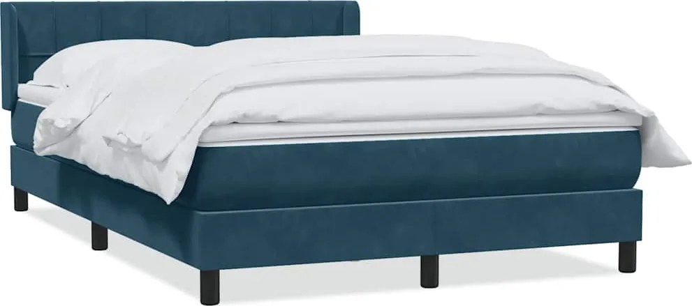vidaXL sötétkék bársony rugós ágy matraccal 140x210 cm