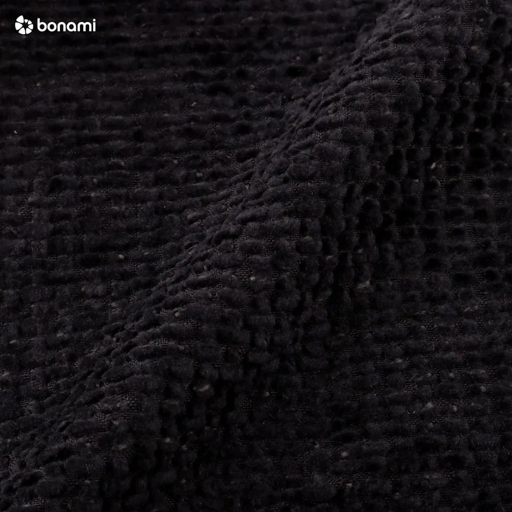 Fekete kárpitozott franciaágy tárolóhellyel, ágyráccsal 200x200 cm Bellis – Micadoni Home