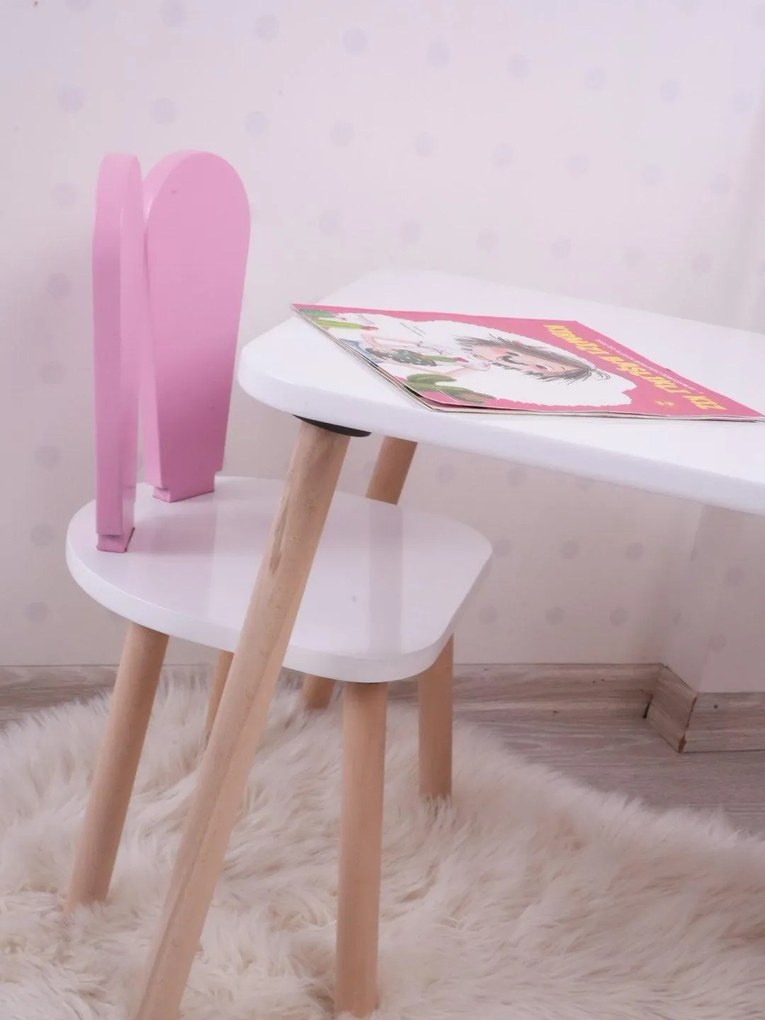 Gyerekasztal székekkel Bunny One Chair Set - Pink, White