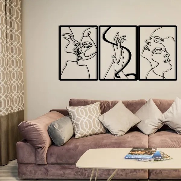 KÉSZLET 3x Fali dekoráció 109x50 cm szerelem fém