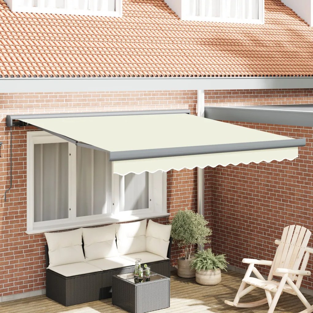 Kézi behúzható napellenző krém színben 300x250 cm
