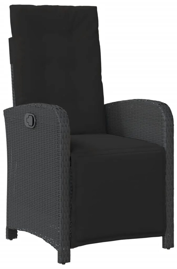 9 részes fekete polyrattan kerti étkezőgarnitúra párnákkal