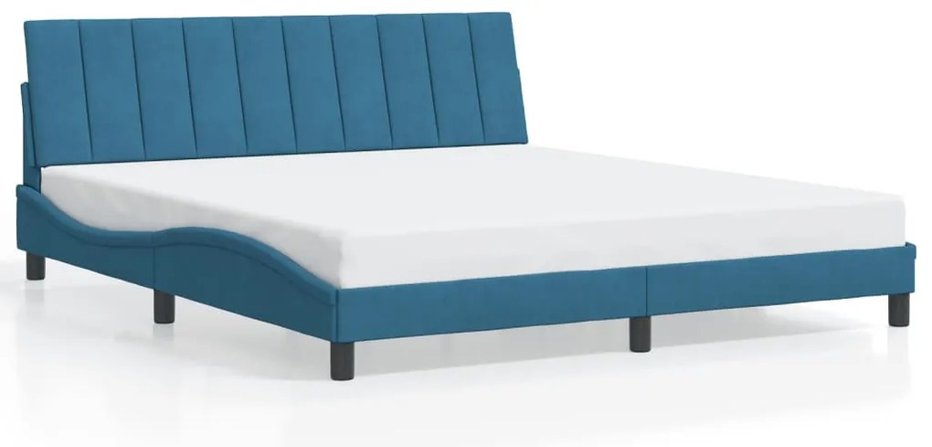 kék bársony ágykeret matrac nélkül Hanko 180 x 200 cm