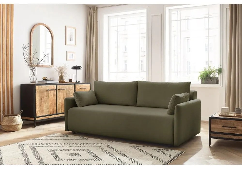 Zöld kinyitható kanapé 211 cm Marcel – Bobochic Paris