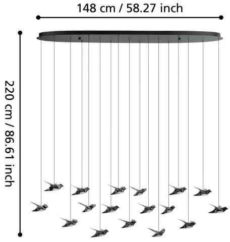 Eglo 390353 - LED Dimmelhető csillár zsinóron PARATEBUENO 17xLED/3W/230V fekete