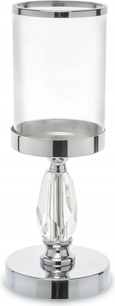 Üveg gyertyatartó fém ezüst csillogás