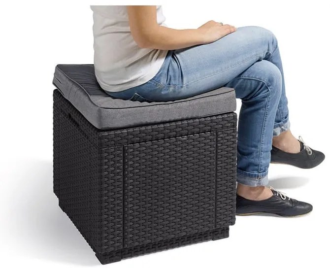 Sötétszürke kerti puff Cube – Keter
