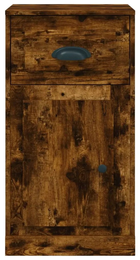 füstös tölgy színű szerelt fa kisszekrény fiókkal 40x50x75 cm