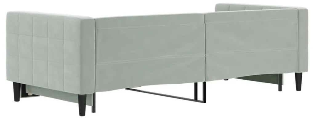 világosszürke kihúzható bársony heverő 90 x 200 cm