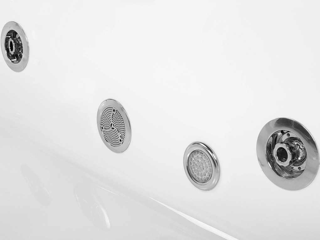 Fehér whirlpool masszázskád LED világítással 187 x 136 cm MANGLE Beliani
