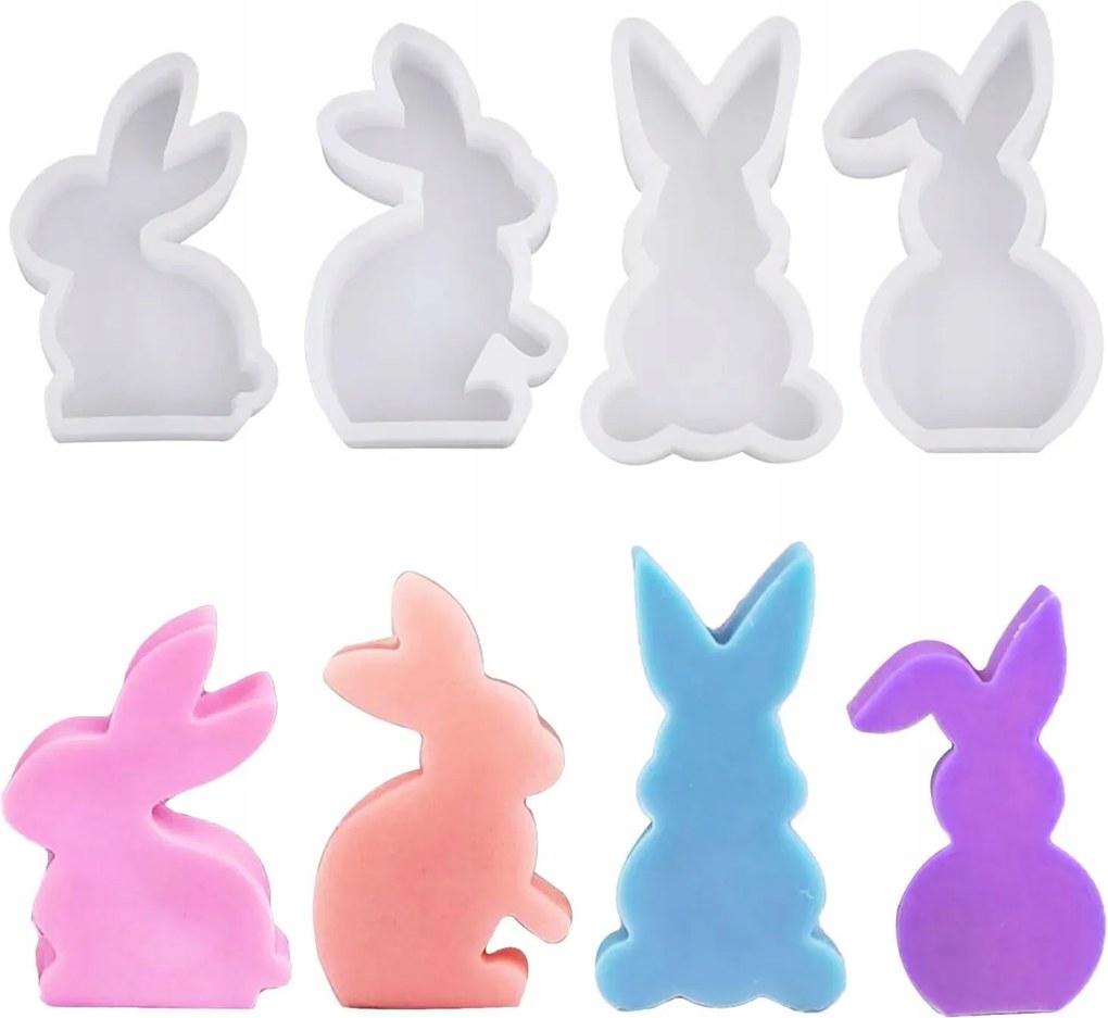 Xqmmgo Szilikon öntőforma 3D nyuszi alakú gyertyákhoz