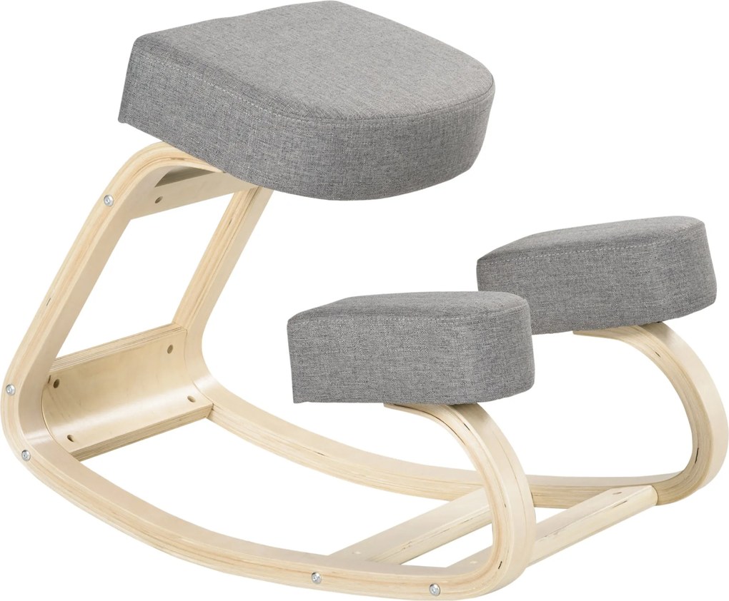 Vinsetto Ergonomikus Térdelő Szék Mézgafa Anyagból, Testtartás Szék Hab- és Poliészter Párnával Otthonra és Irodába, Szürke | Aosom