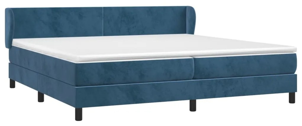 sötétkék bársony rugós ágy matraccal 200x200 cm
